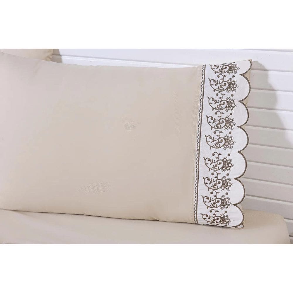 2 Fronhas King 50Cmx90Cm 100% Algodão 200 Fios Cáqui Barrado