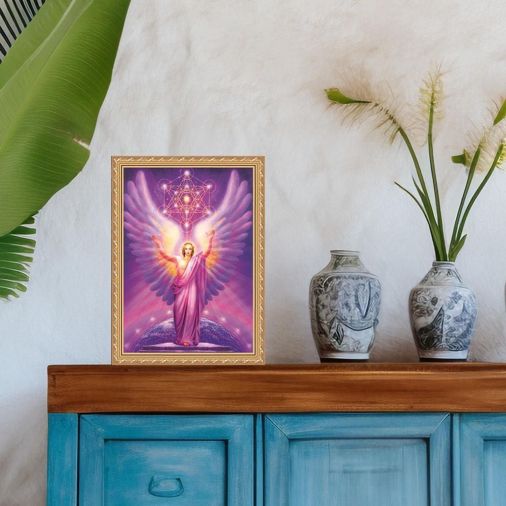 Quadro Moldura Dourada Arcanjo Metatron 24X18Cm