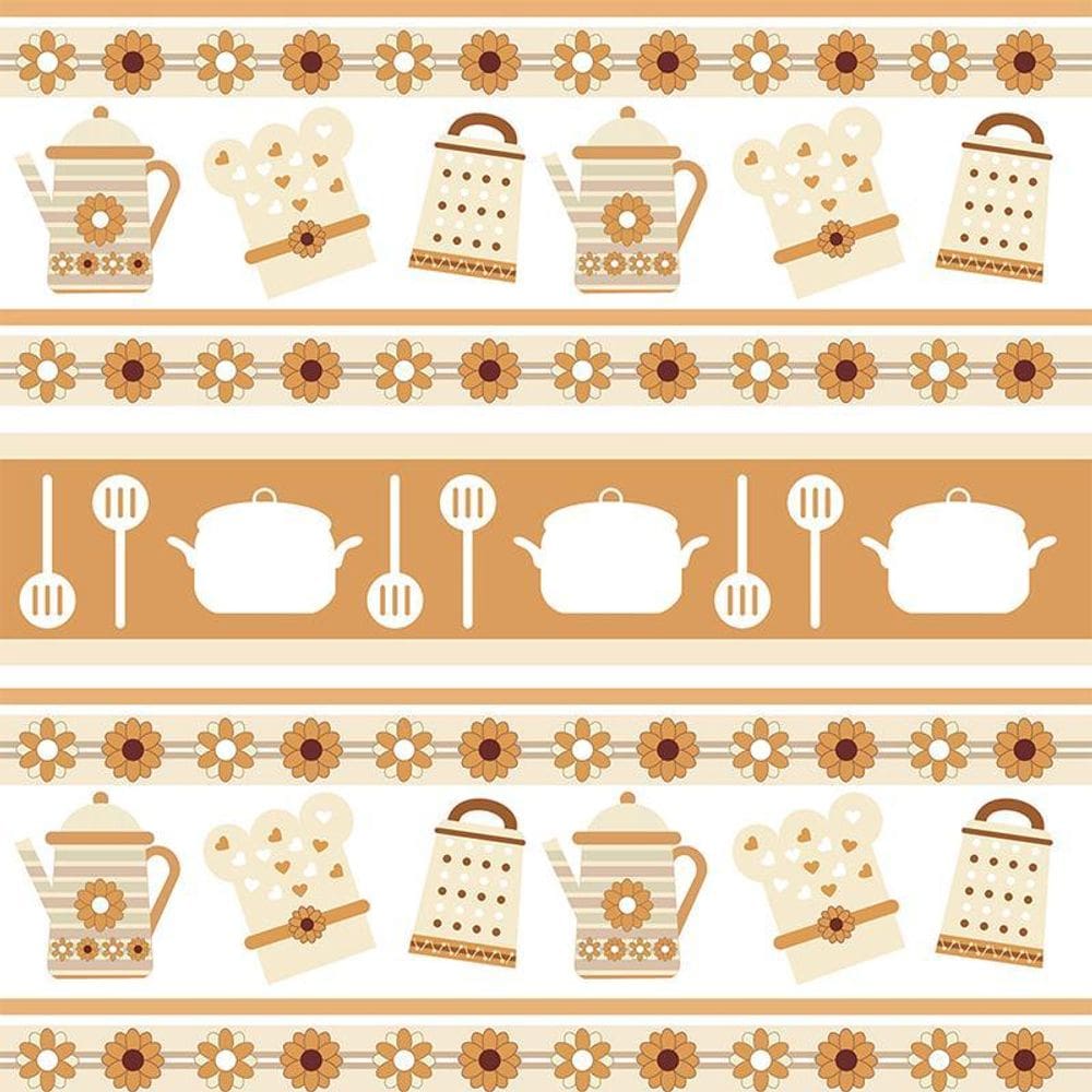 Papel De Parede Adesivo Cozinha Flores Laranja - 3,0M