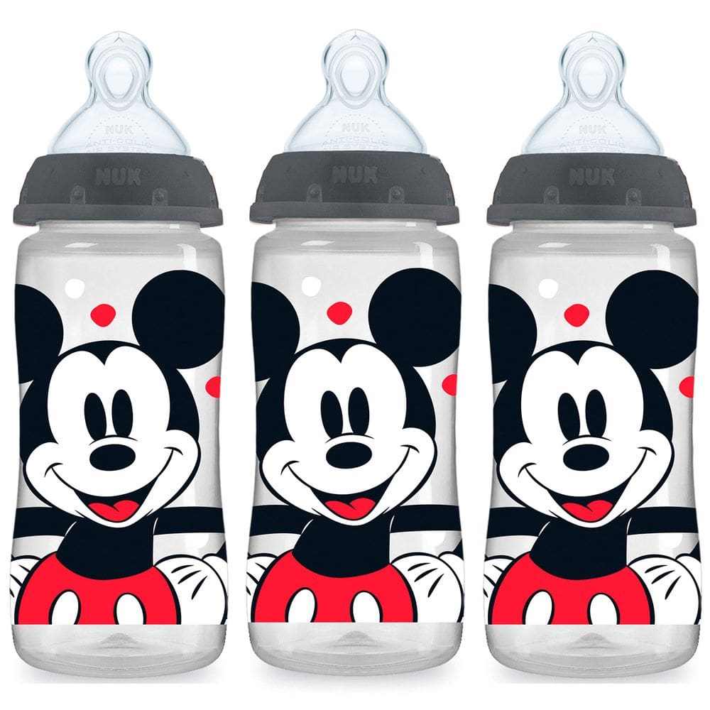 Mamadeira NUK Smooth Flow Anti Colic Disney Mickey 300 ml, pacote com 3