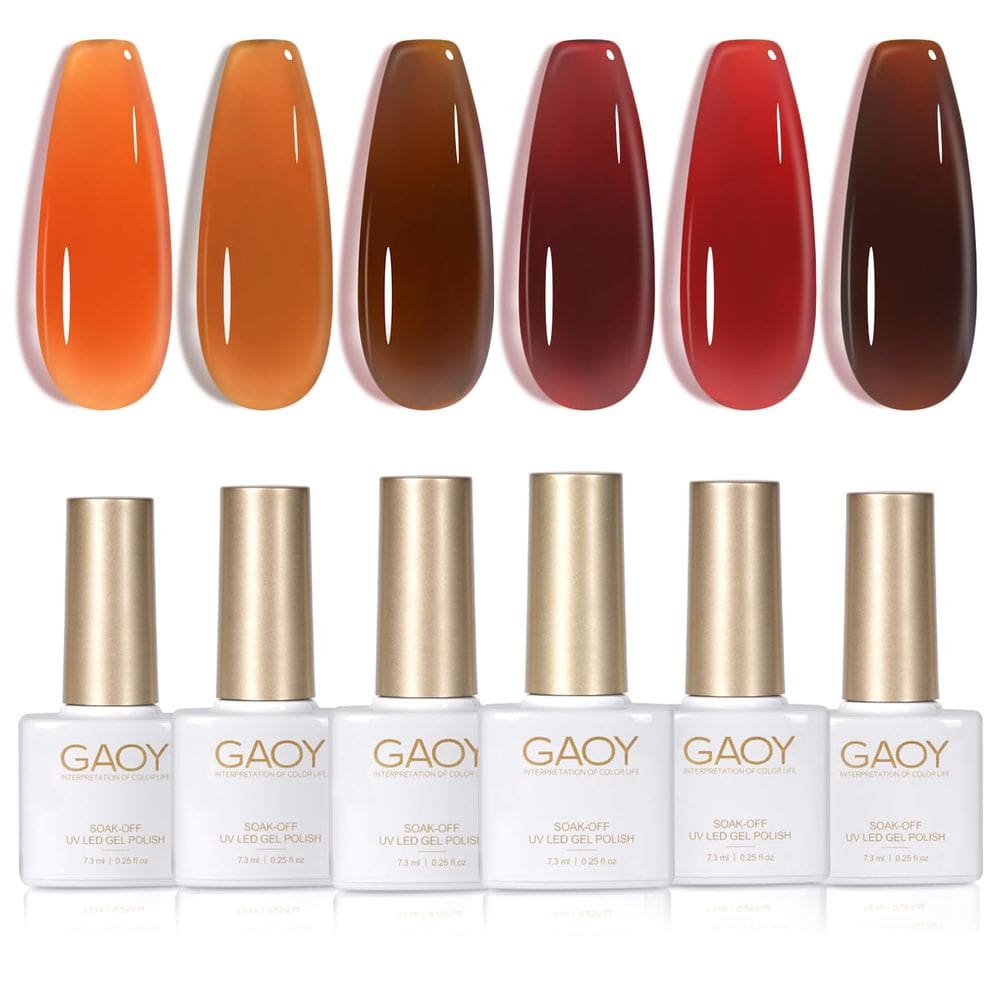 Conjunto de esmaltes GAOY Jelly Brown Gel 6 cores 7,3 mL UV/LED