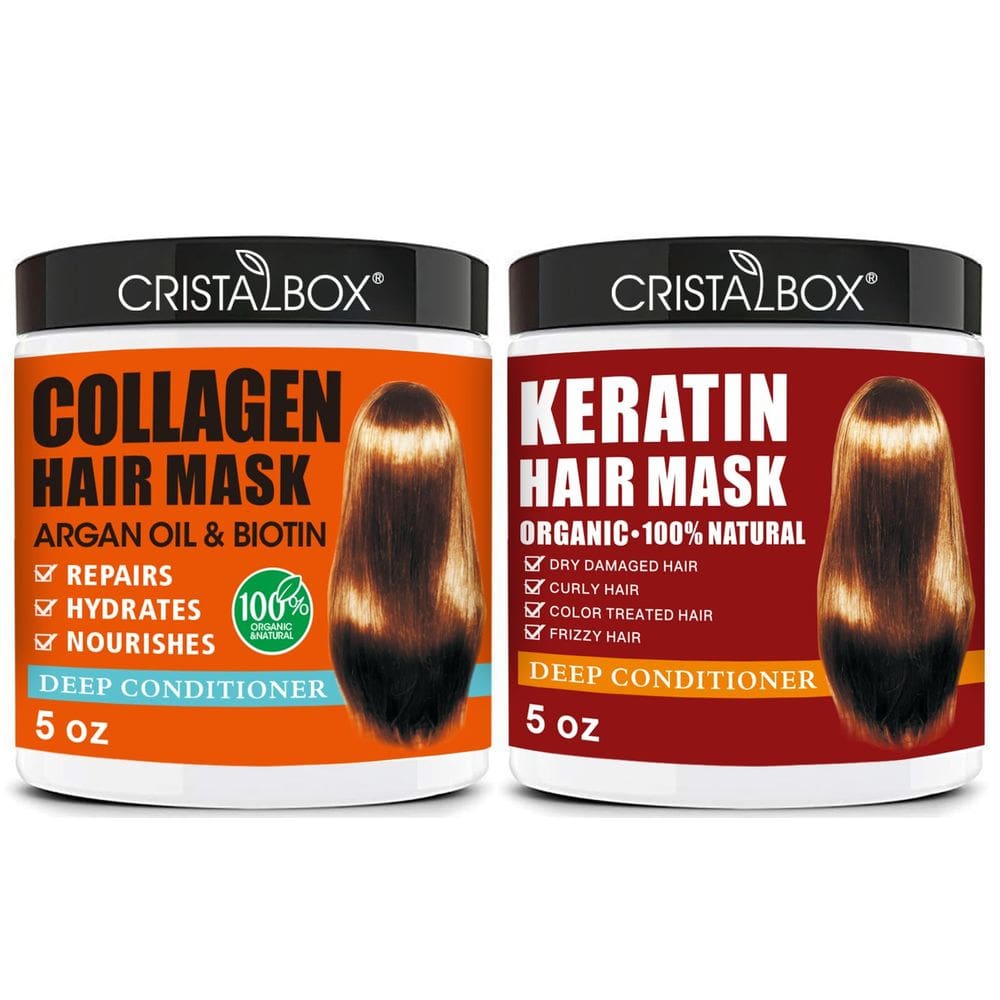 Máscara capilar CRISTALBOX de colágeno e queratina com óleo de argan, pacote com 2 unidades
