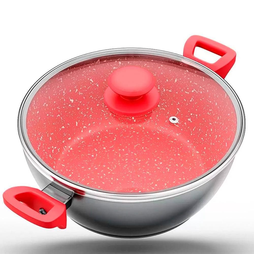 Panela Philco Definitive PPH280APR Redstone com Tampa de Vidro 6,1L Cinza e Vermelho