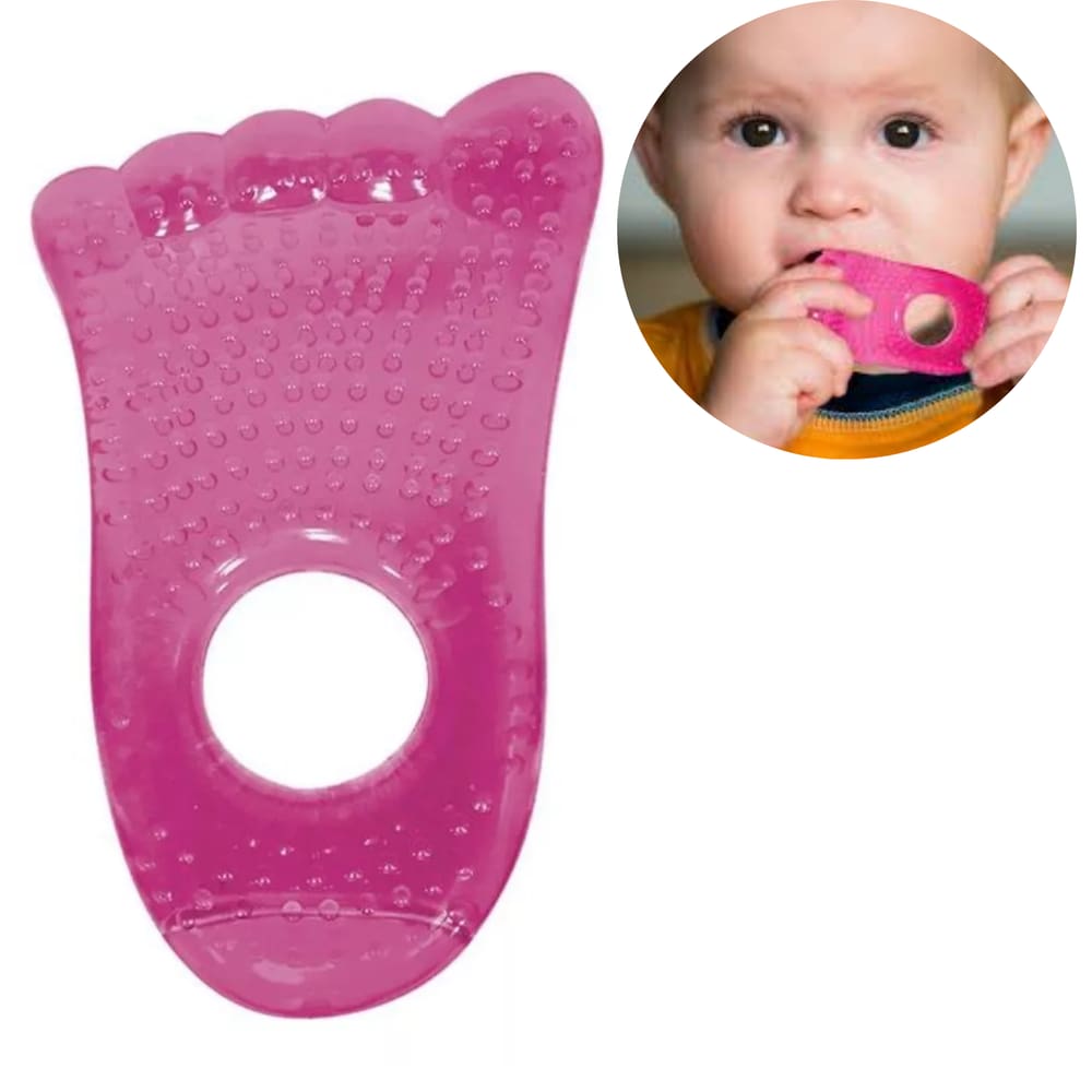 Mordedor Com Água Resfriável Átoxico Pé Rosa Pézinho Buba