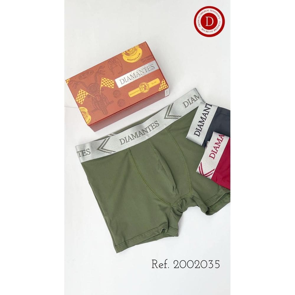 Combo 9 Cuecas Boxer em Microfibra Diamantes Lingerie
