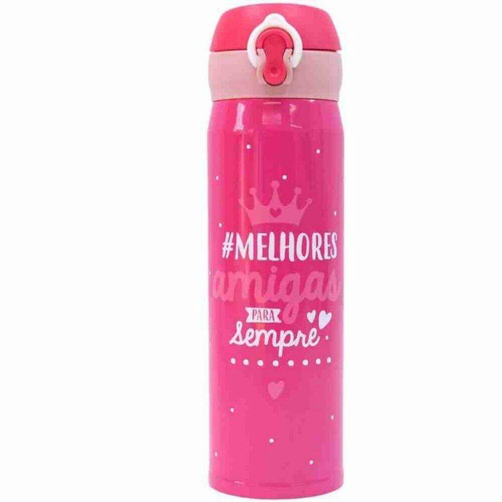 Garrafa Térmica Rosa Melhores Amigas Para Sempre 400Ml