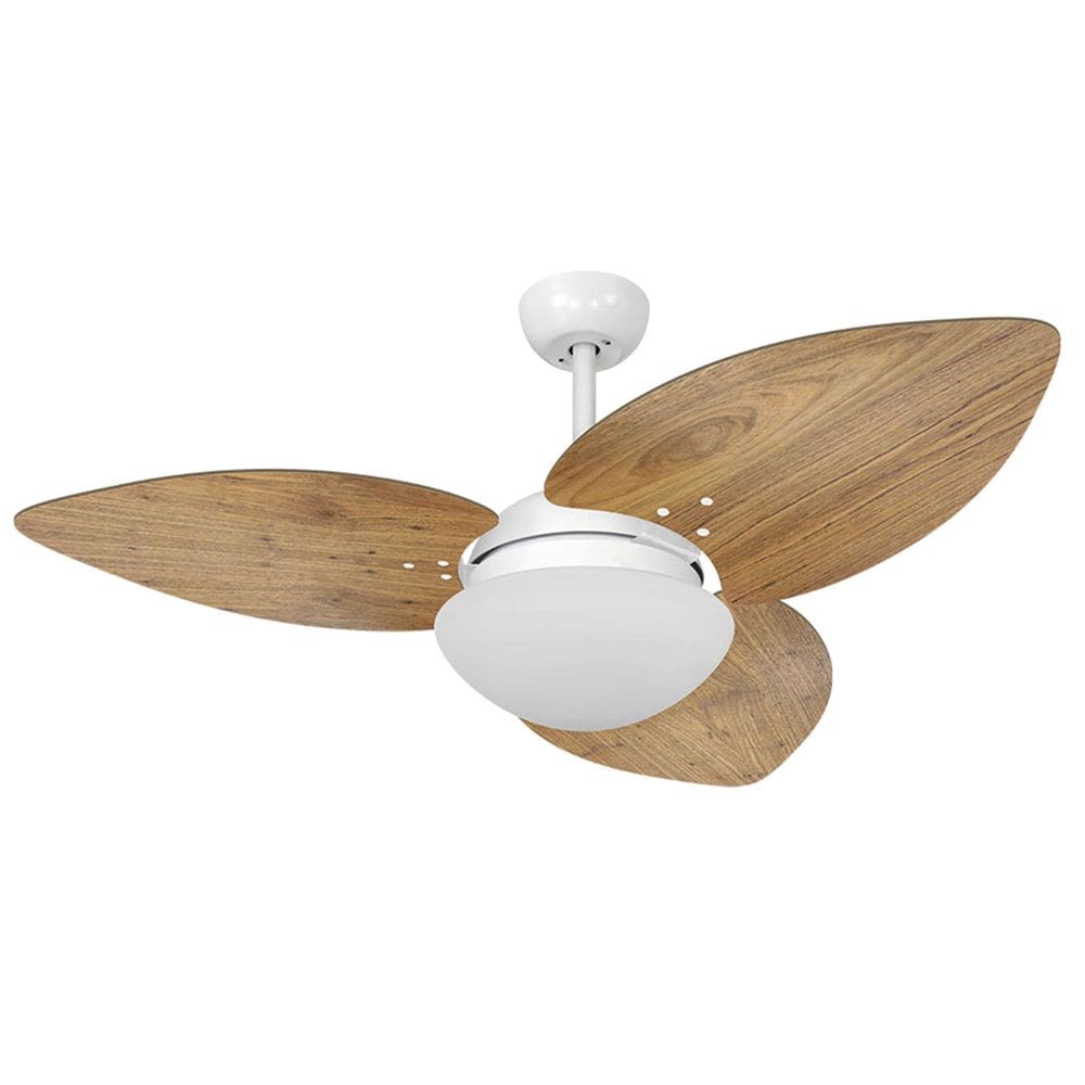 Ventilador De Teto Volare Dunamis Vidro Branco Freijó 220V