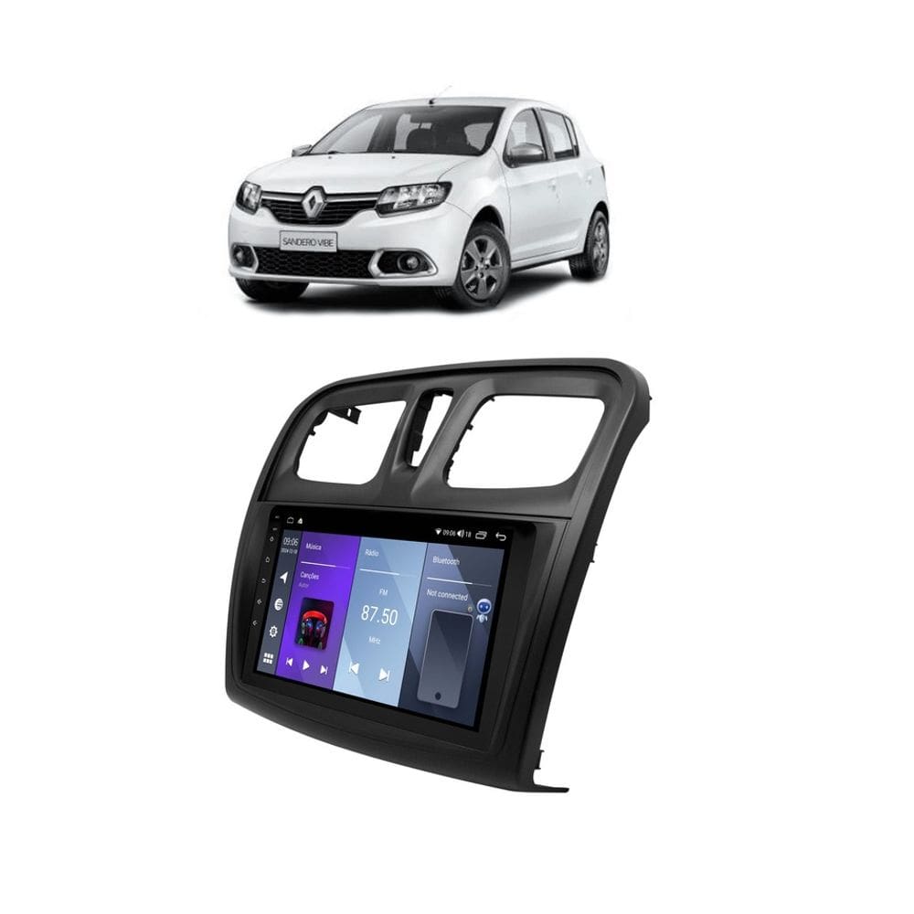 Kit Multimídia Sandero Logan 2015 / 2024 9 Pol Android Carplay 2/32GB - 915BR ROADSTAR