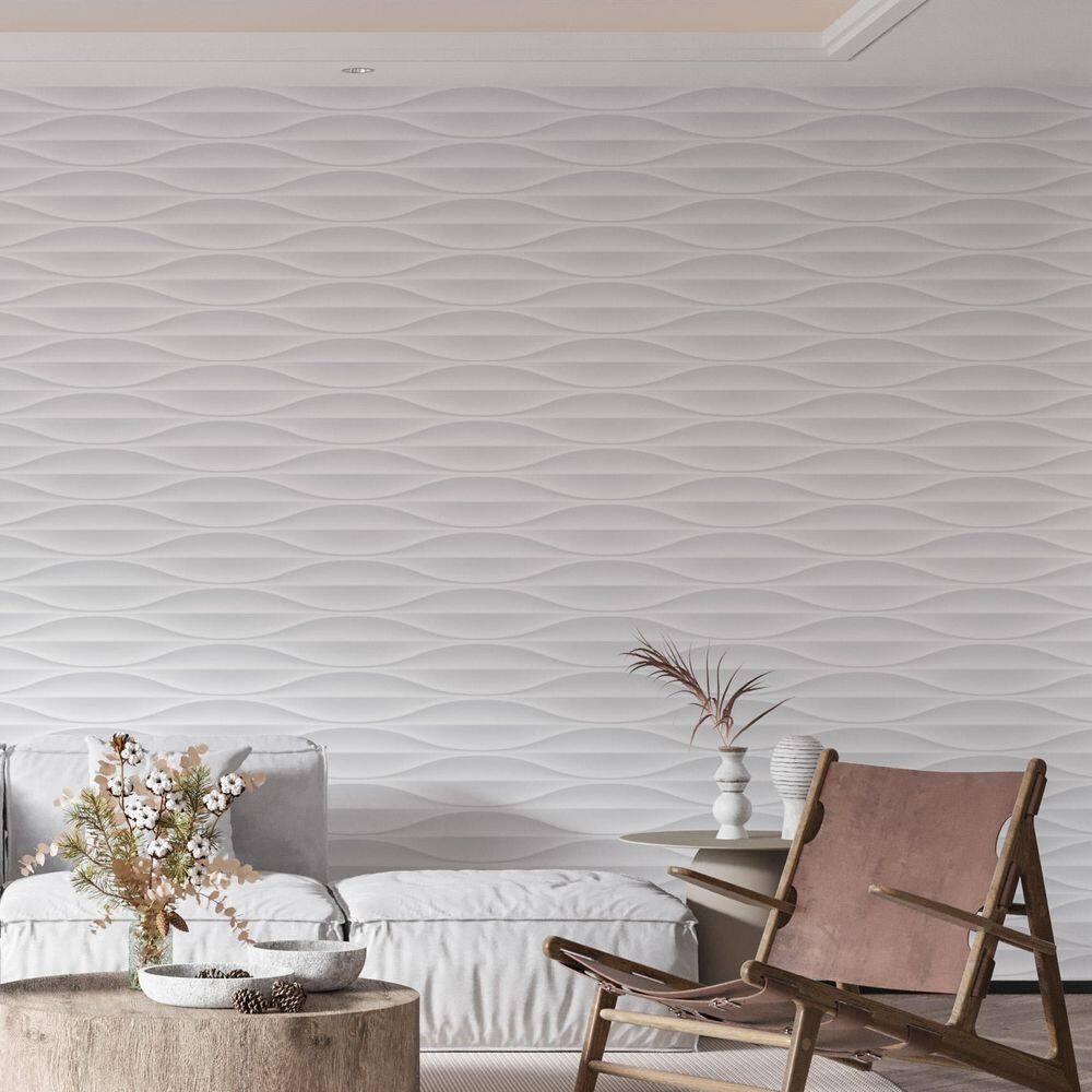 Papel De Parede Adesivo Geométrico Ondulado Branco - 3,0M