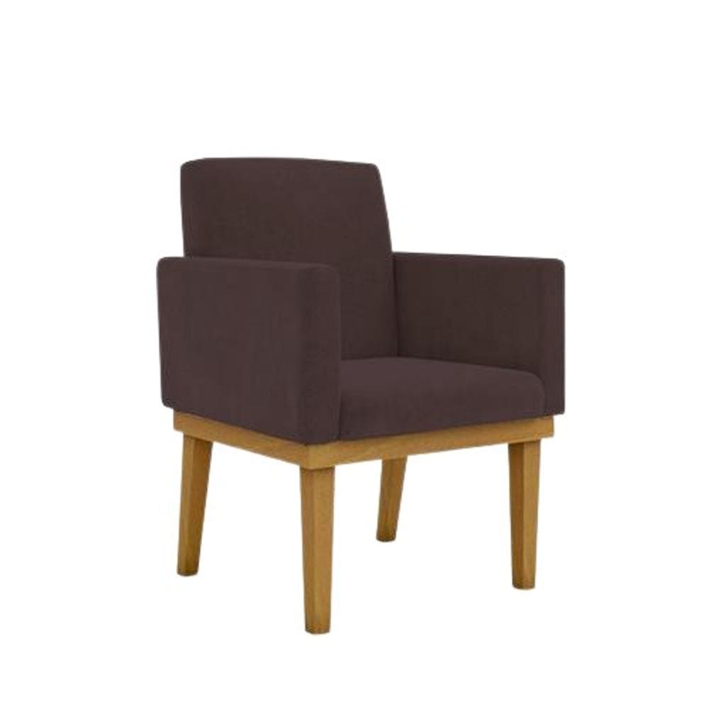 Poltrona Decorativa Base + Reforçada Marrom Balaqui Decor