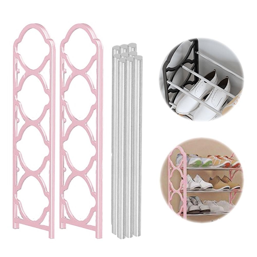 Sapateira de 4 Andares Rosa Rack Organizadora para Sapatos Sandálias e Tênis