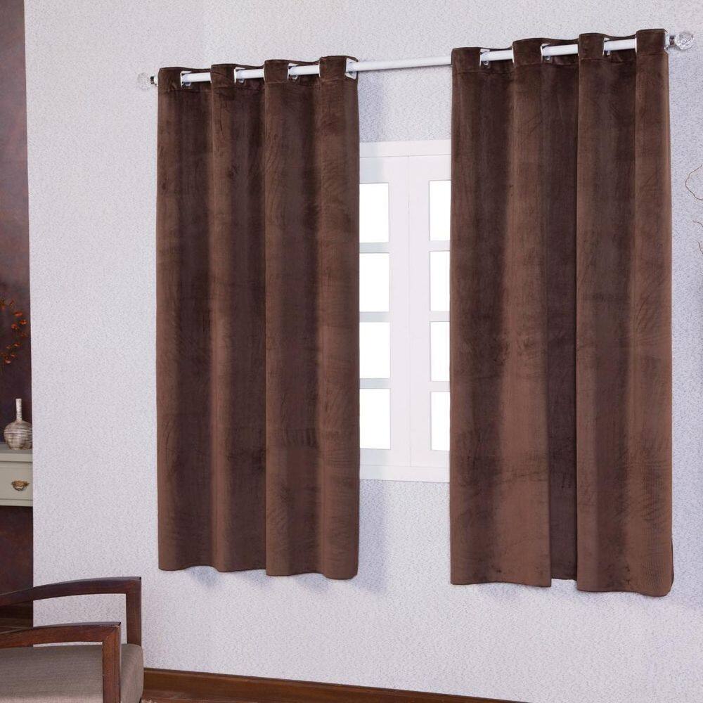 Cortina 5 Metros X 2,50Cm Suede Aveludado Quarto - Tabaco