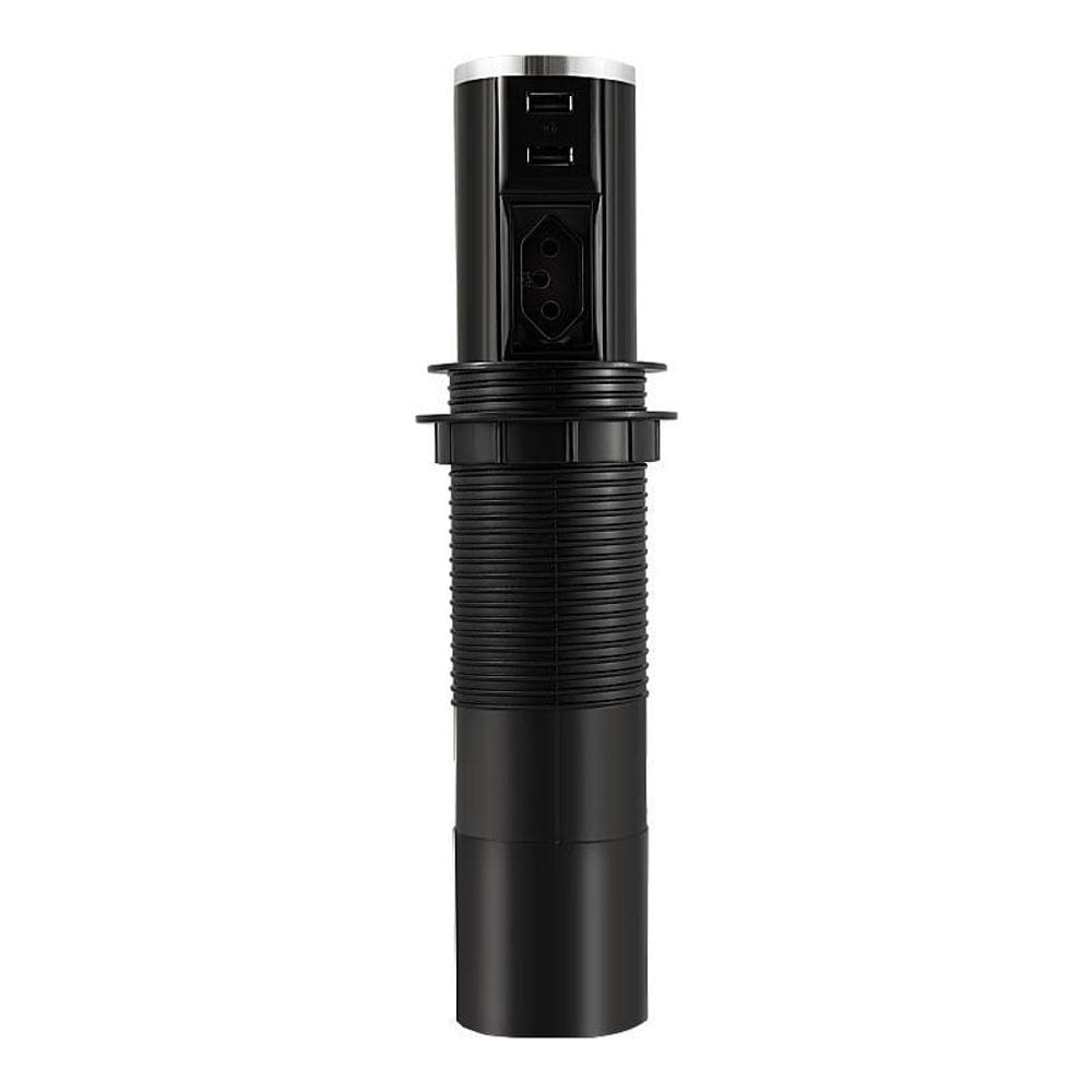 Mini Totem Automatico 1Tom/2Usb Preto/Cromado - Qm 12200.