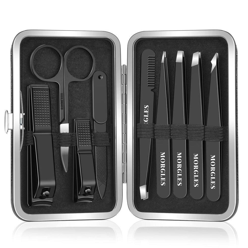 Conjunto de pinças e cortadores de unhas MORGLES, 9 peças de aço inoxidável