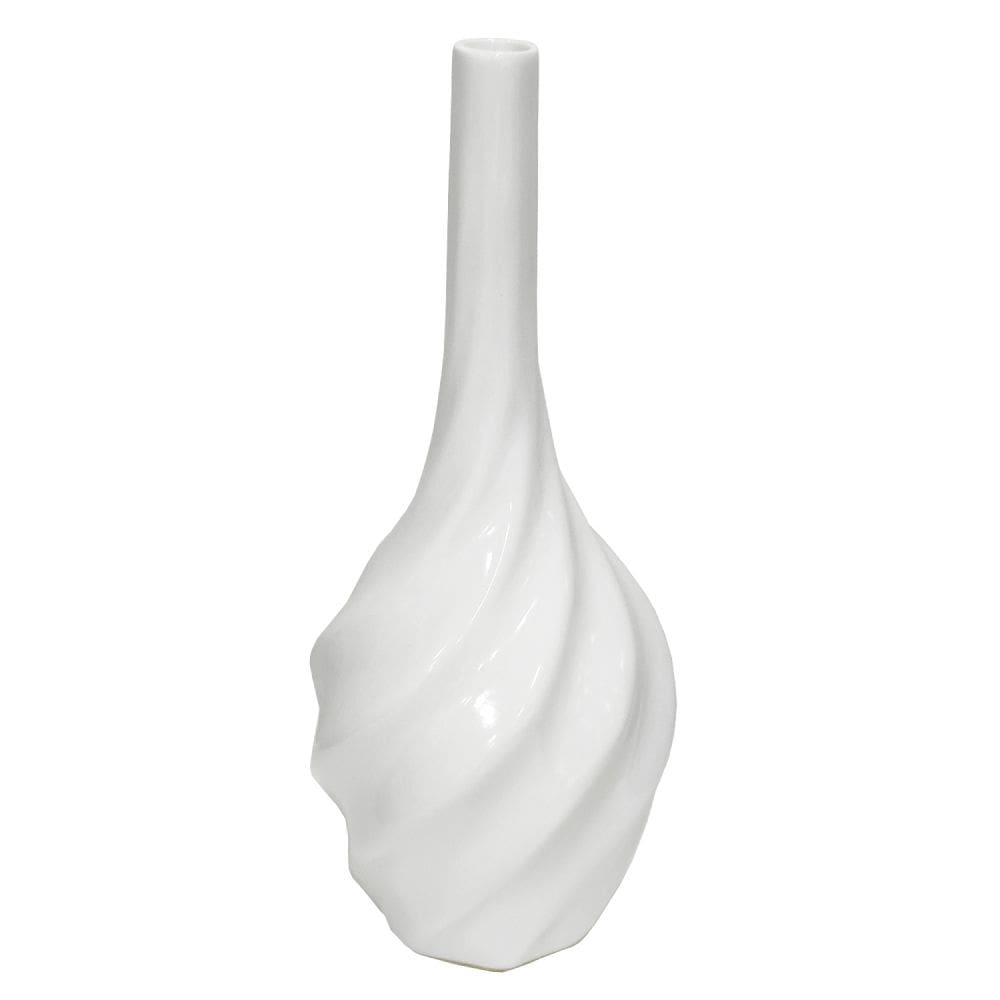 Vaso Garrafa Marshmallow em Cerâmica Decorativo 37x16cm