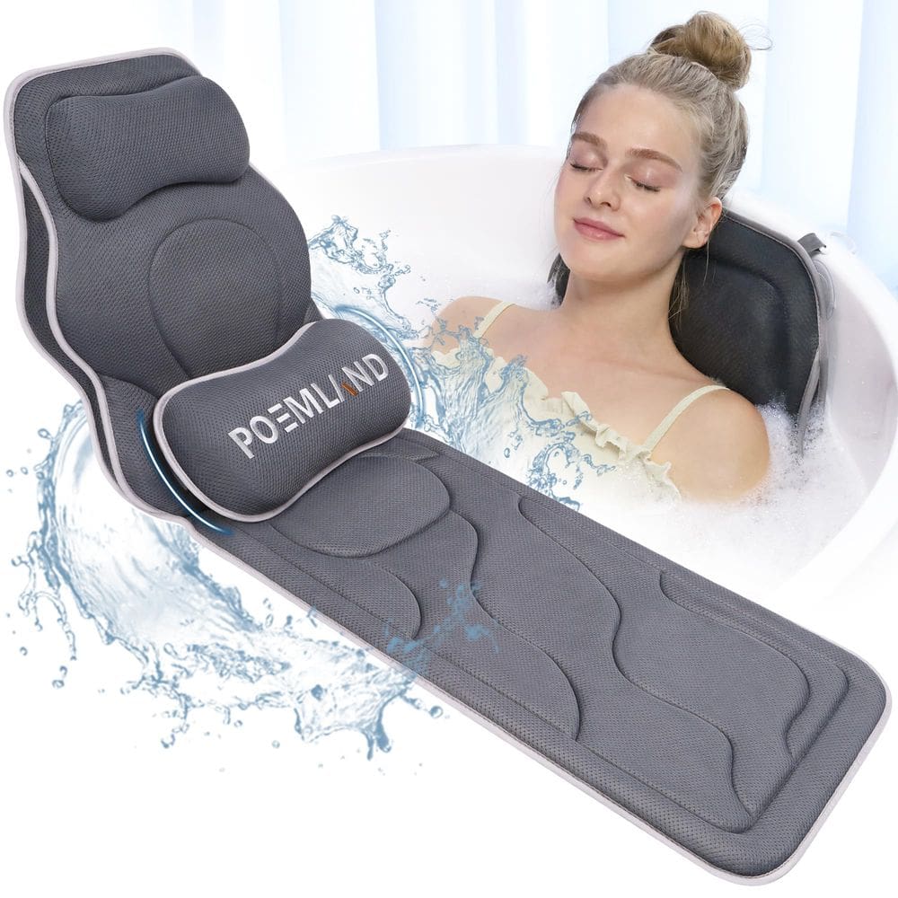 Almofada de banho de corpo inteiro Poemland Luxury para banheira cinza