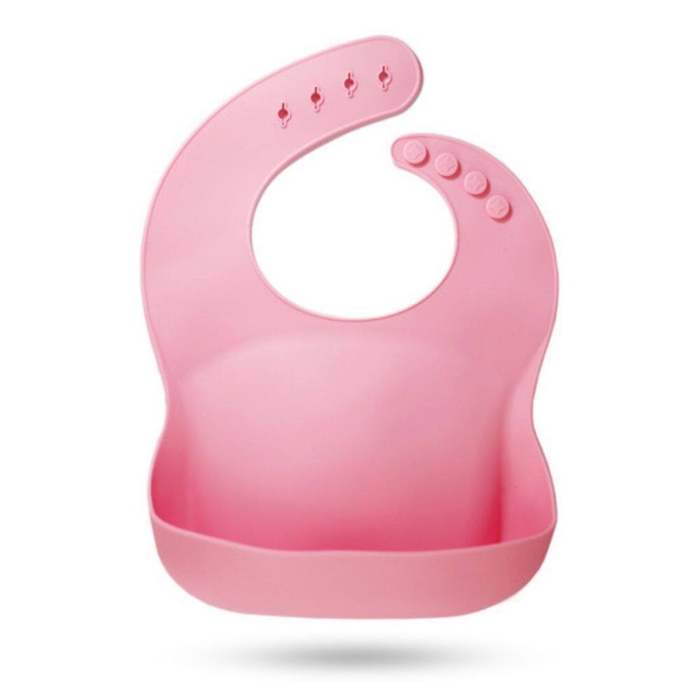 Babador Silicone Com Pega Migalhas Alimentação Do Bebê Rosa