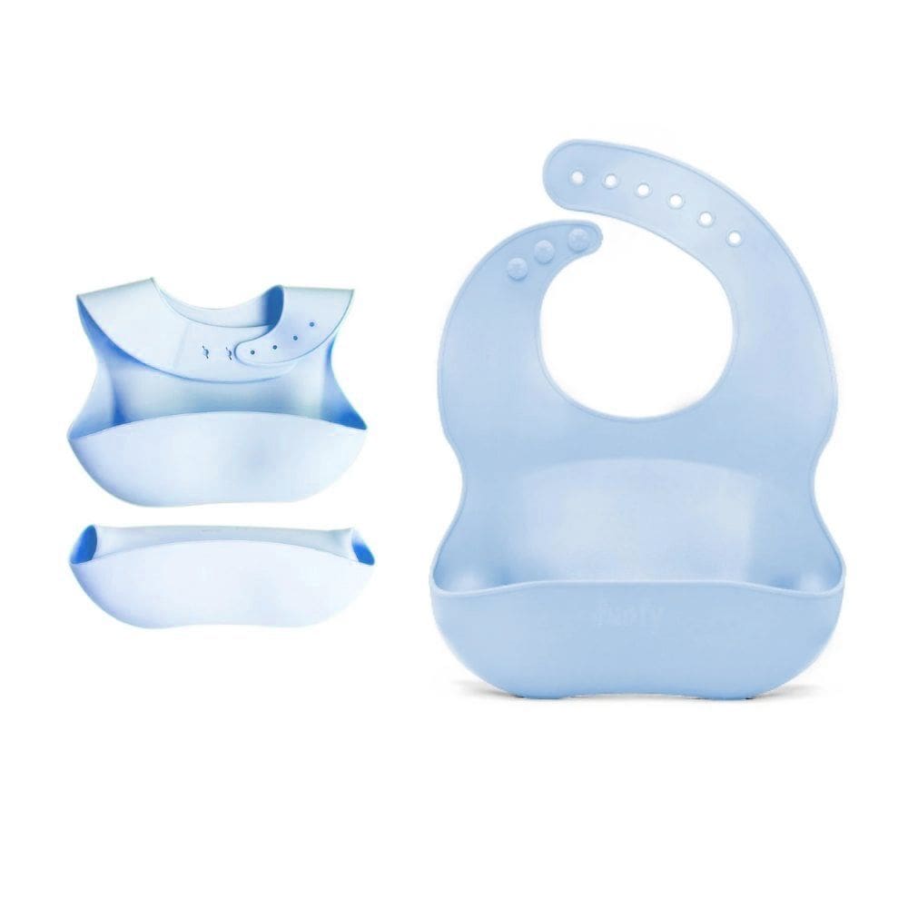 Babador Silicone Com Pega Migalhas Alimentação Do Bebê Azul