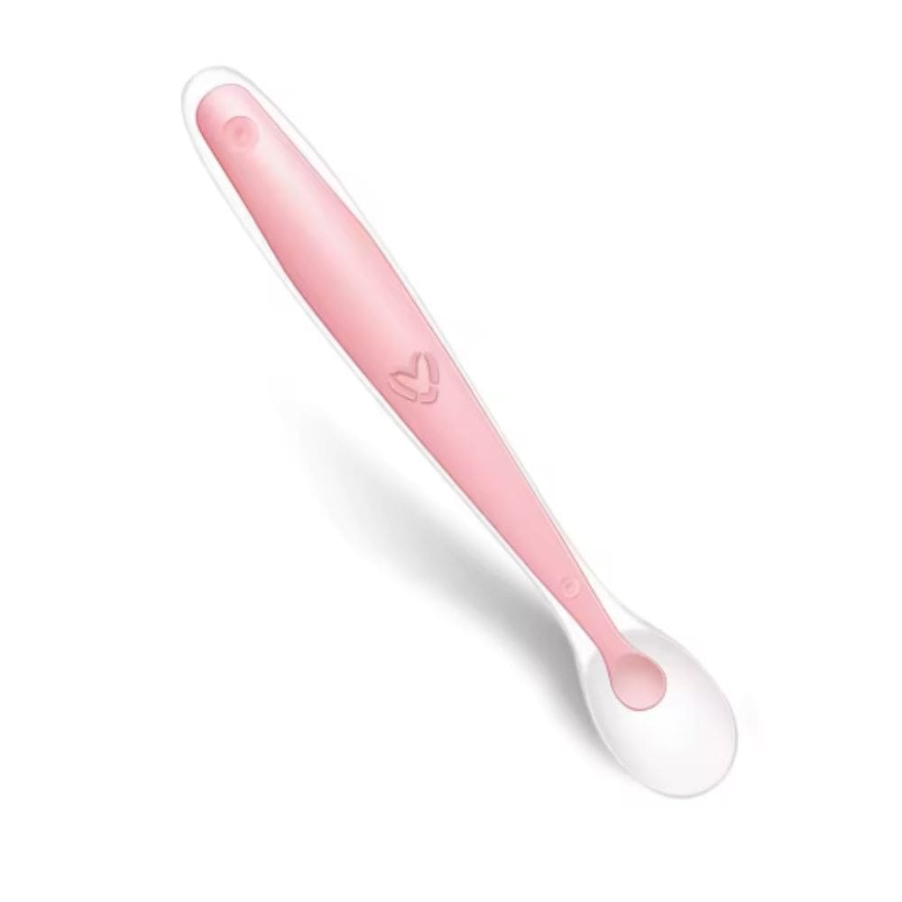 Colher Anatômica Em Silicone Bebe Alimentação Papinha Rosa