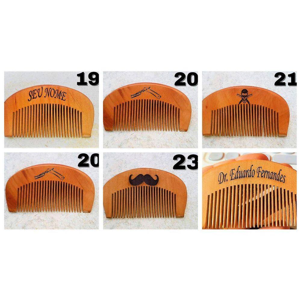 Pente Madeira Barba Bigode E Cabelo Personalizado Sua Logo