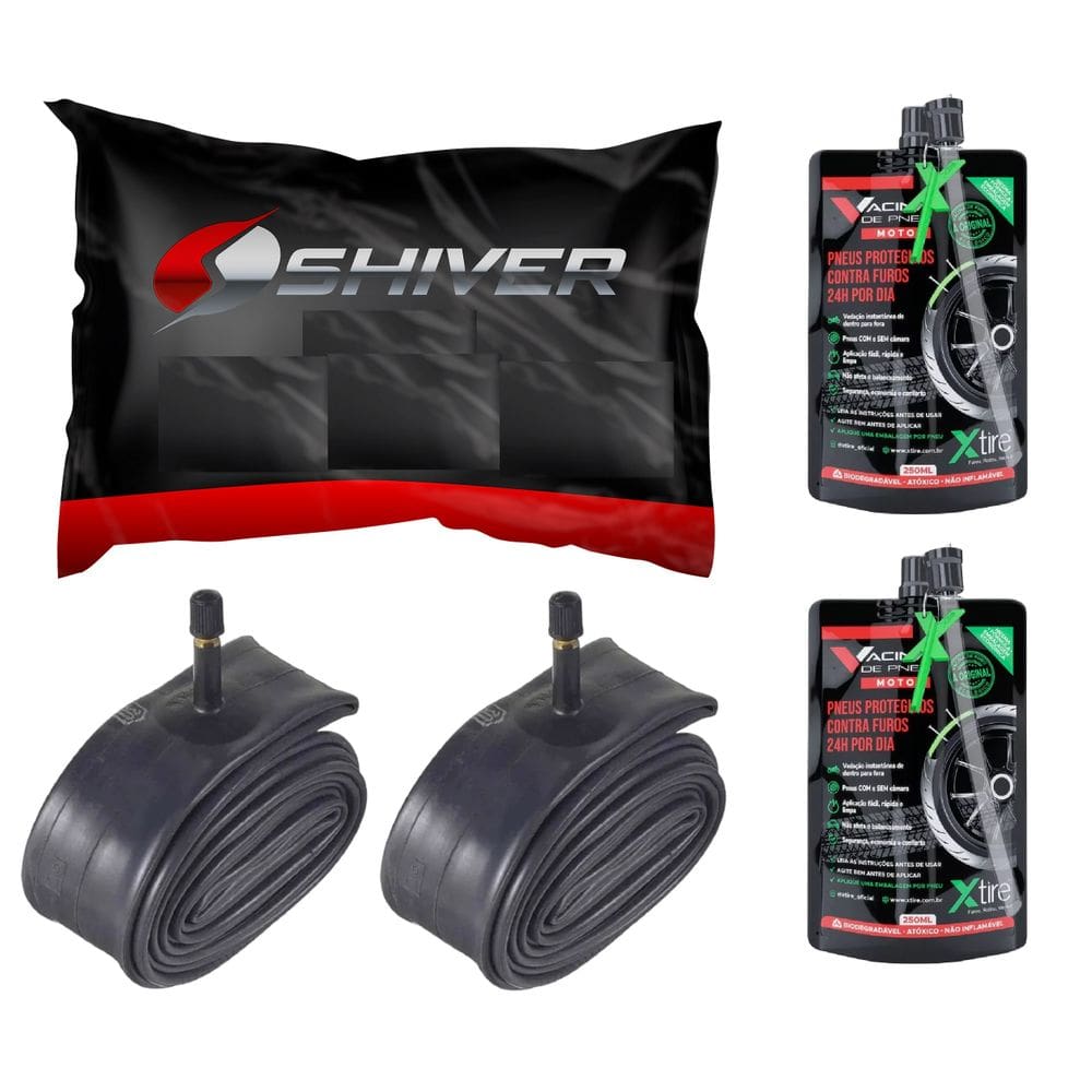 KIT 2 CAMARAS DE AR 21`x18" Xre 300 Xr 250 Tornado XTZ Lander 250 + 2 VACINAS PNEU