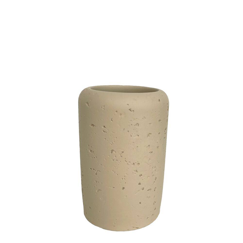Copo Porta Escova de Dente em Cimento Bege 11cm 17399 Mart