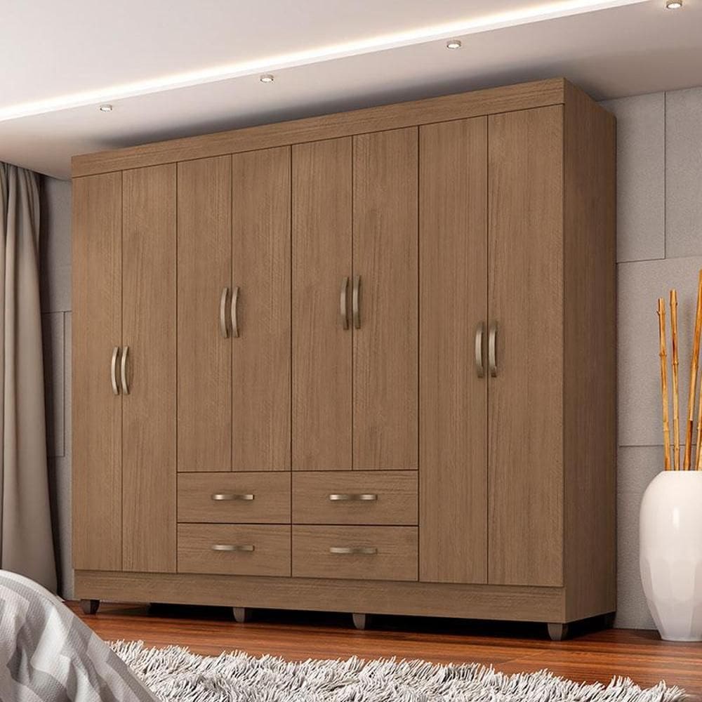Guarda Roupa Casal Ambiente Porto 8 Portas Carvalho OAK – Móveis Leão
