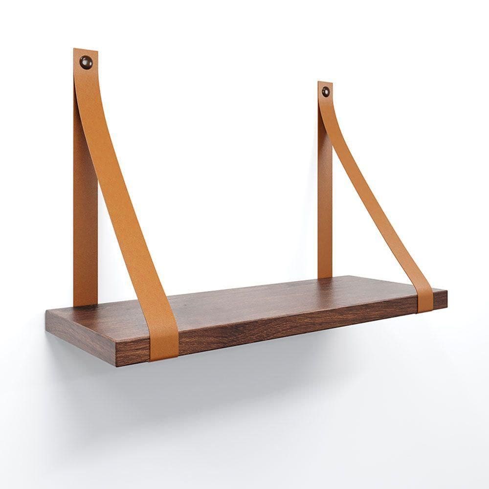 Prateleira Em Mdf Castanho 40x15cm Com Alça Cor Caramelo