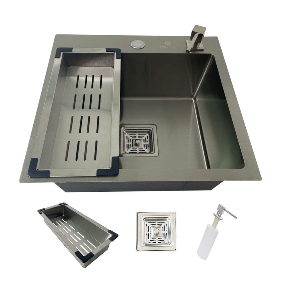 Cuba Gourmet Quadrada Aço Inox 304 Escovada 44X44 Acessórios