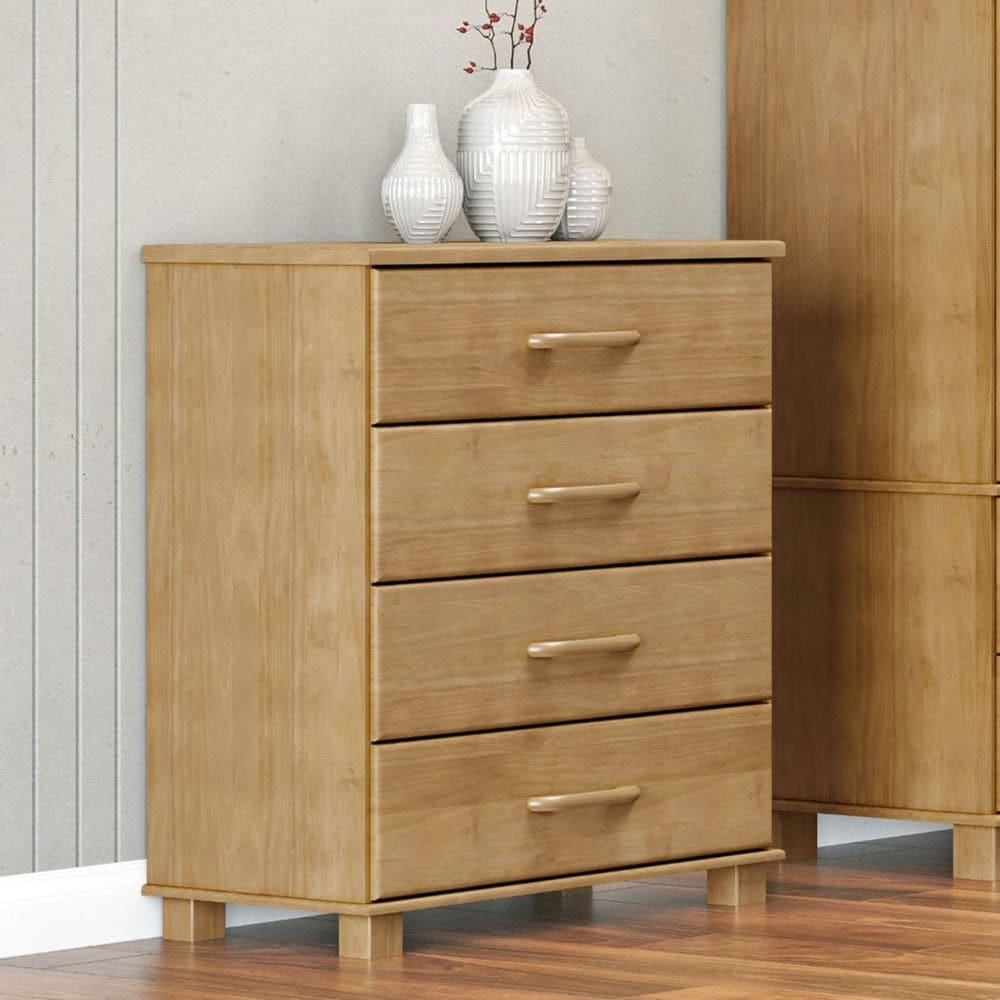 Cômoda com 4 Gavetas e Pés Freijó Ouro Madeira Pinus - Finestra