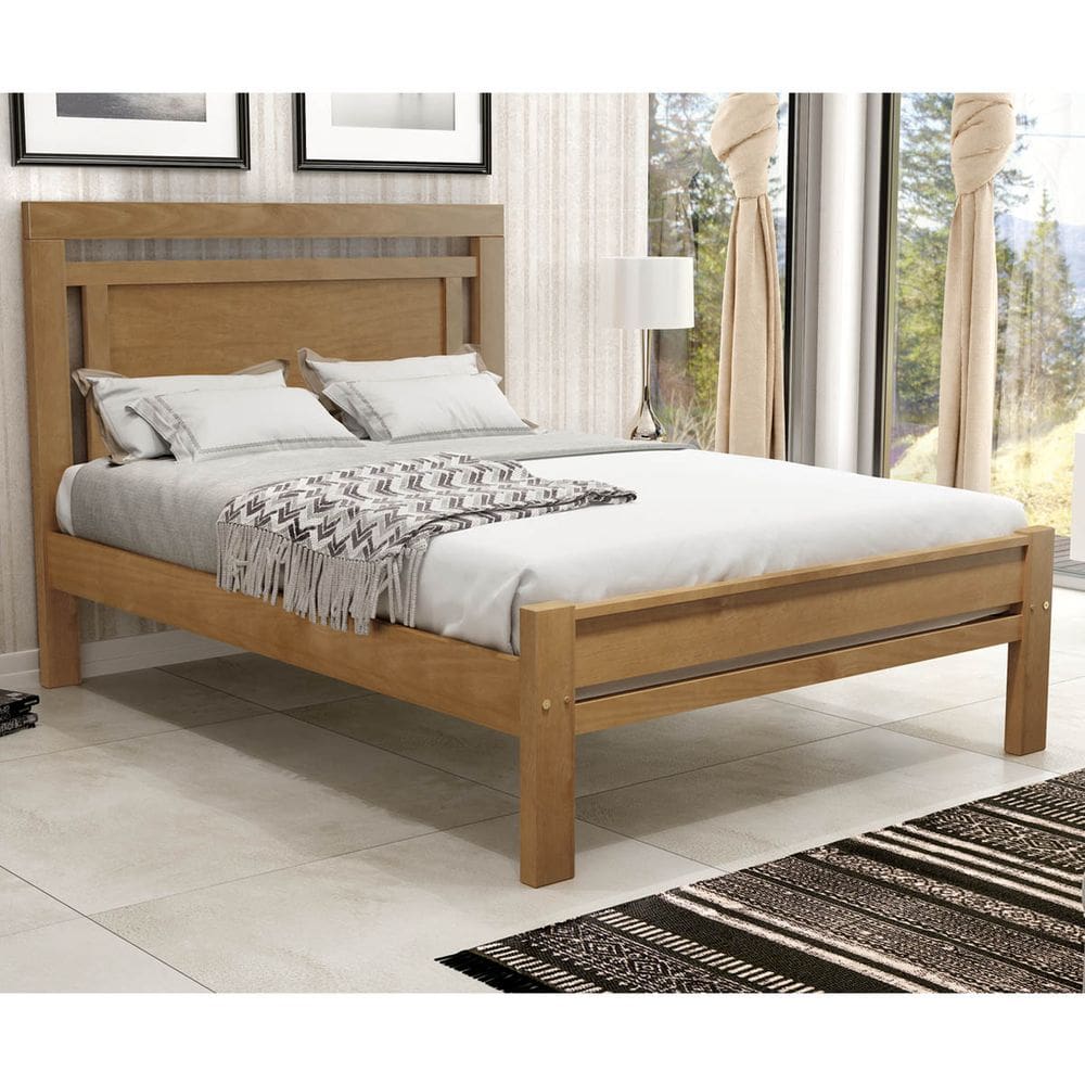Cama de Casal 197cm x 146cm Imbuia Paris Madeira Pinus - Cavazotto