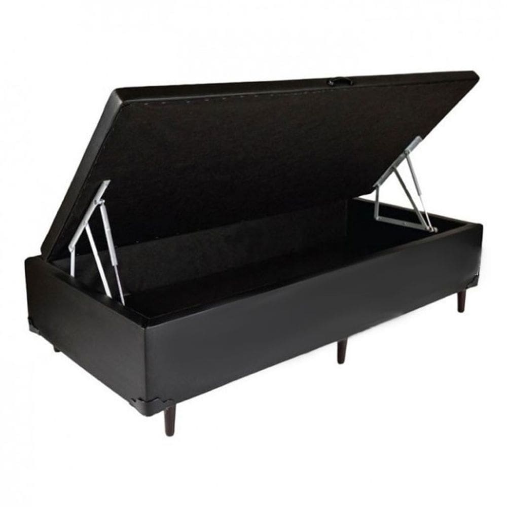 Cama Box Baú Solteiro 88 - Bello Box Tecido Sintético Preto
