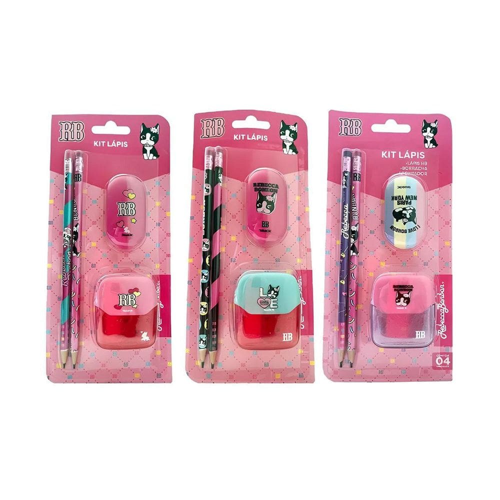Kit Escolar Lapis Borracha E Apontador Rebecca Bonbon