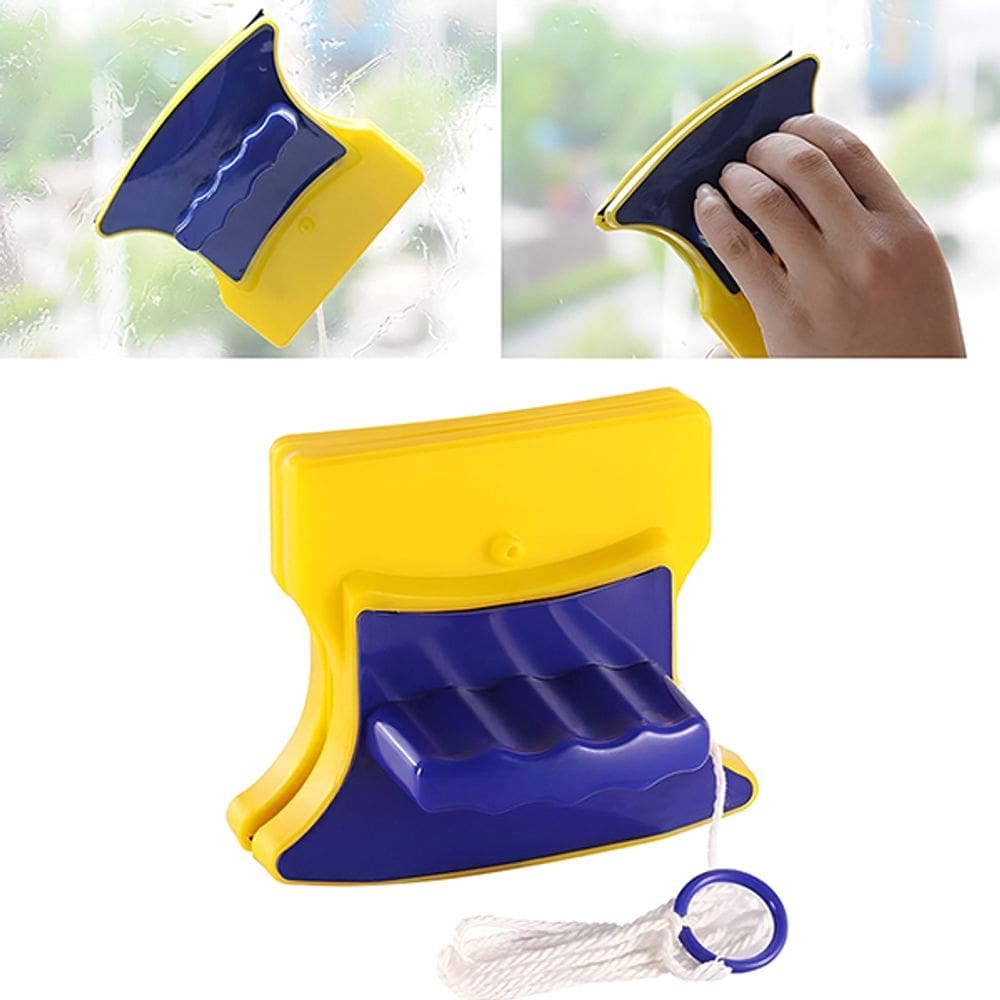 Limpador Escova Magnética para Vidros Limpeza Dupla Face de Janelas Rodo Mágico Amarelo