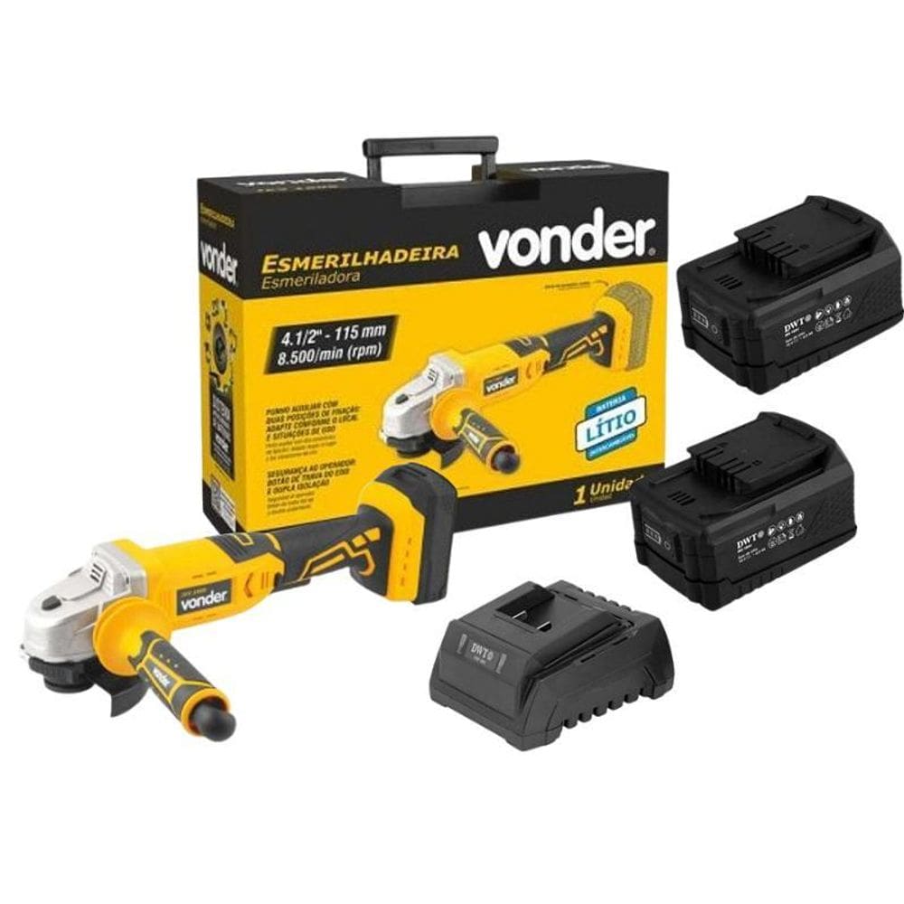 Esmerilhadeira Vonder Iev 1808 + 2 Baterias Dwt 18V 4Ah