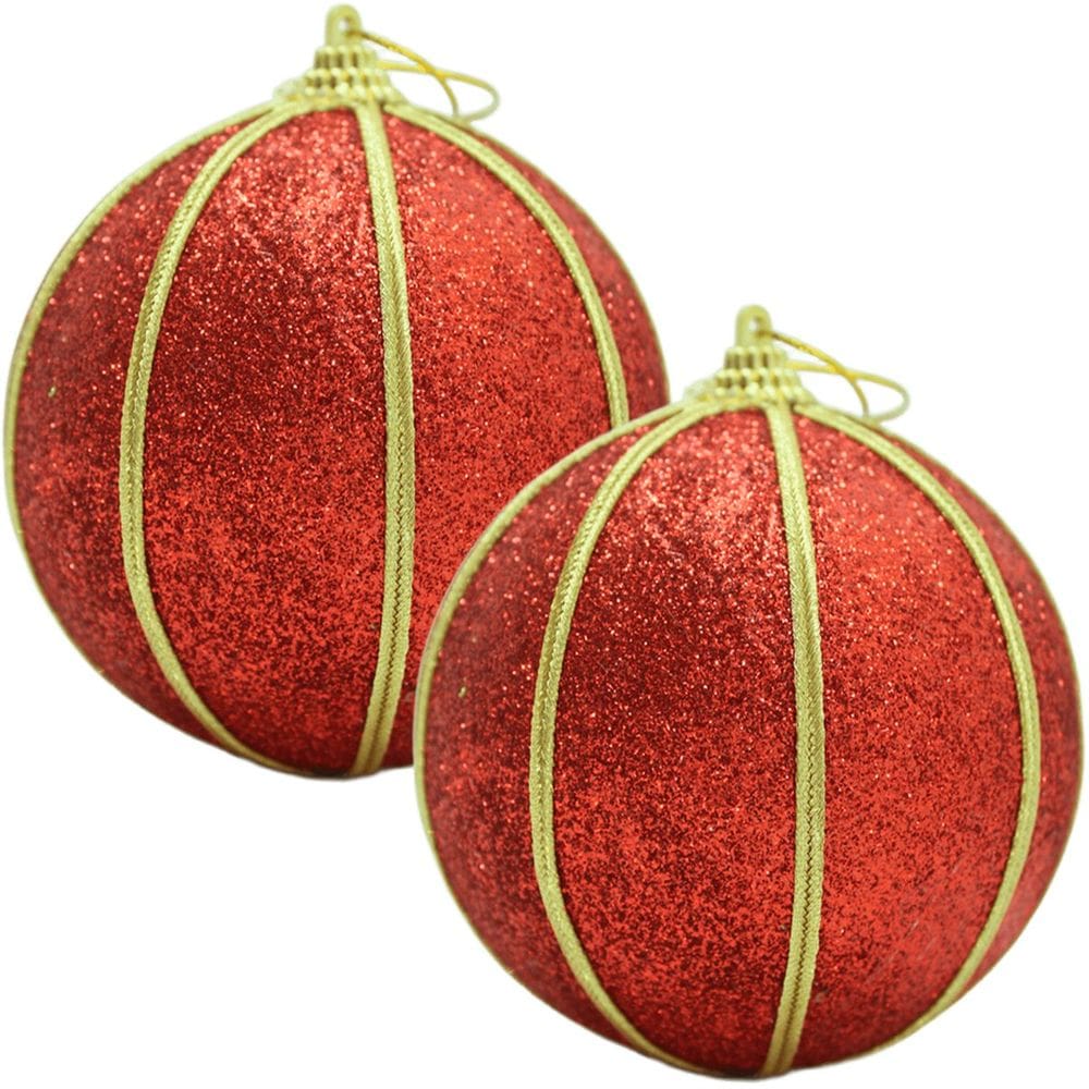 Kit 8 Bolas Vermelho Glitter Árvore De Natal Artesanal 8cm