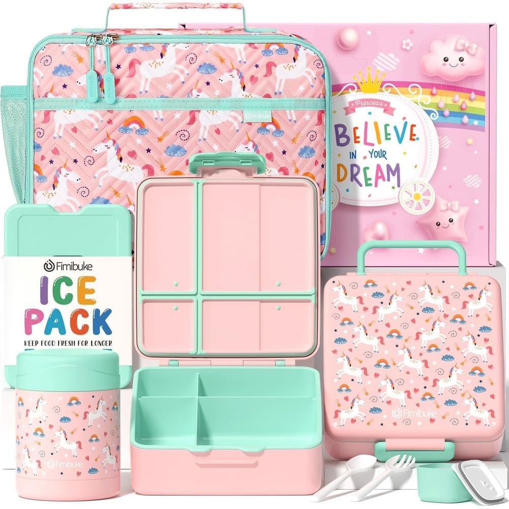 Conjunto de lancheira Fimibuke Kids Bento com bolsa, garrafa térmica e utensílios