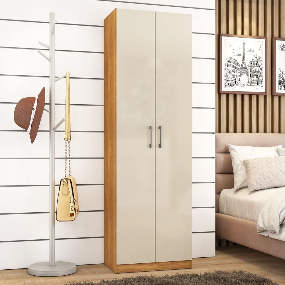 Armário Multiuso Cali 2 Portas 182cm X 57cm X 35cm Cinamomo/Off White