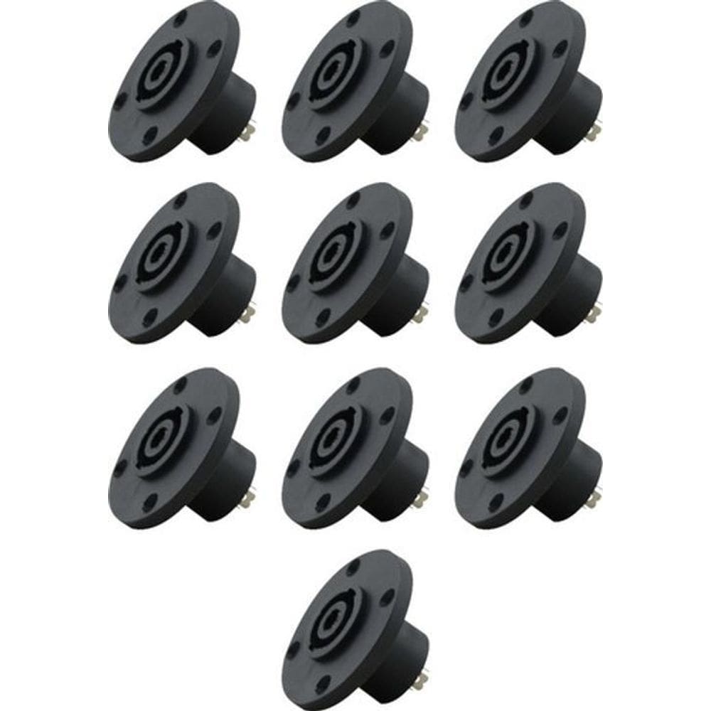 Kit 10 Conector Speakon Femea 4V Redondo Painel Tozz