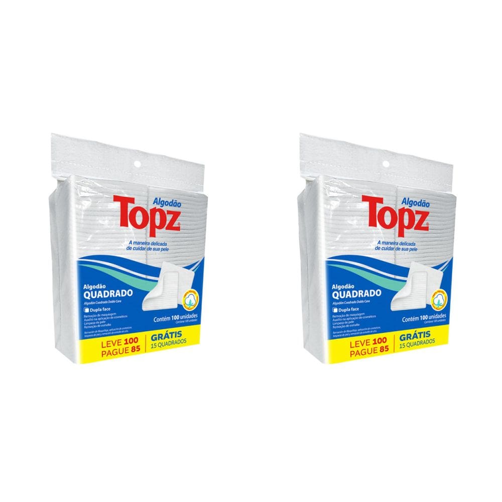 Kit Algodão Quadrado Dupla Face 200 unidades Topz