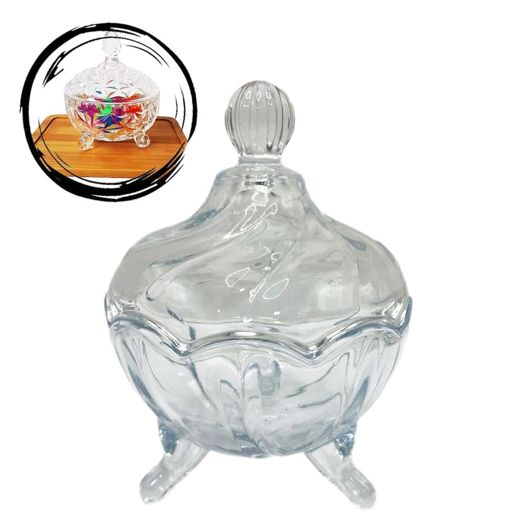 Potiche Decorativo Cristal Baleiro Bomboniere Espiral 12Cm