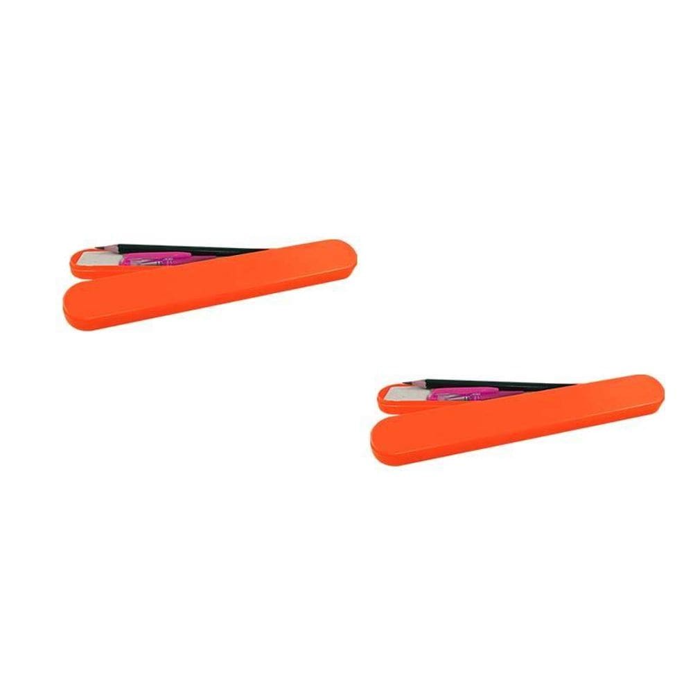 Kit 2 Mini Estojo Laranja Neon Plástico