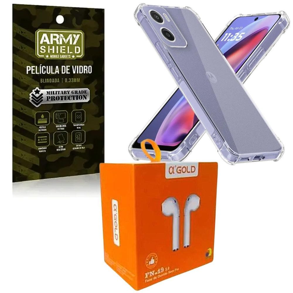 Kit Capinha Antishock Para Moto G05 + Fone Bluetooth
