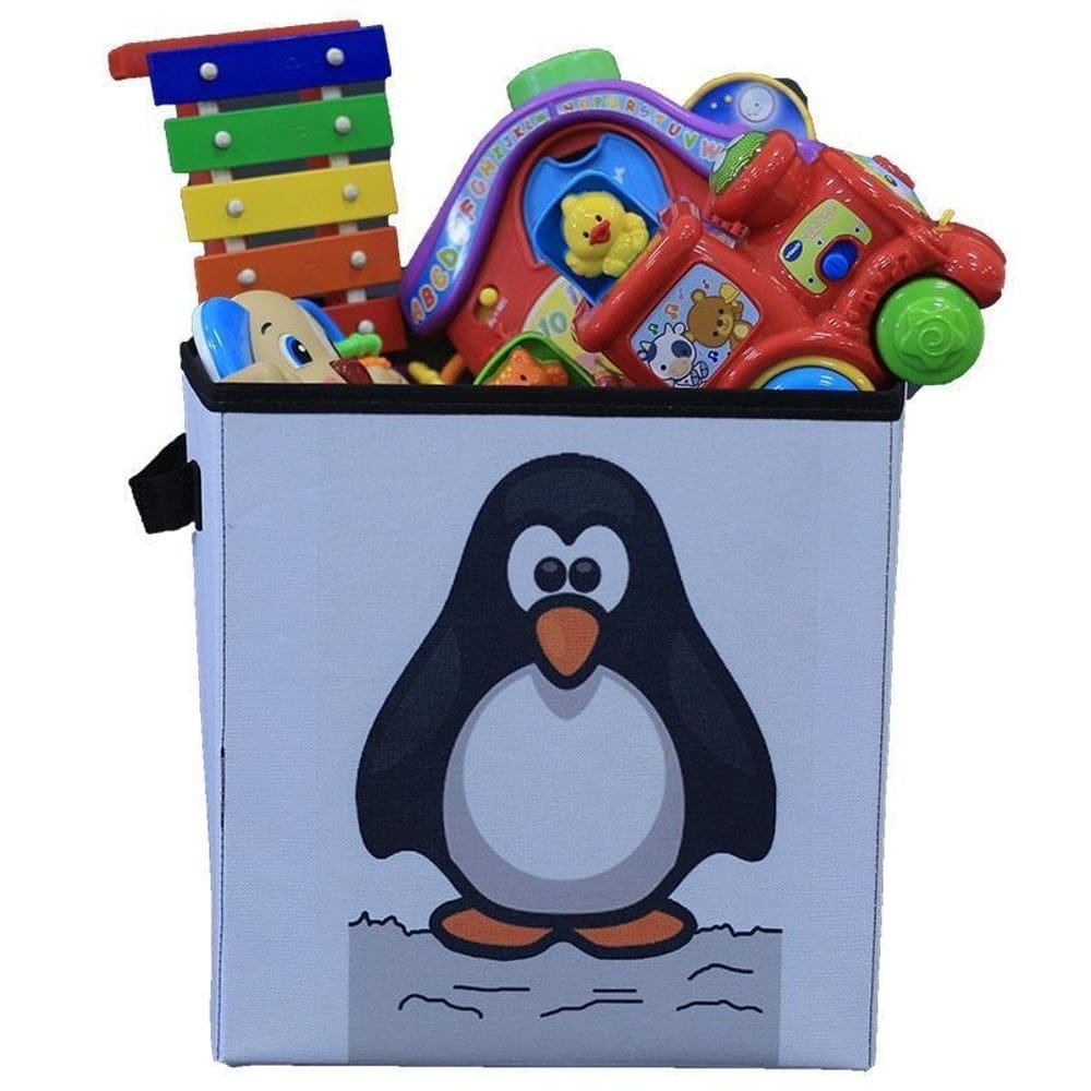 Caixa Organizadora De Brinquedos Estampada 28X30X28 Pinguim