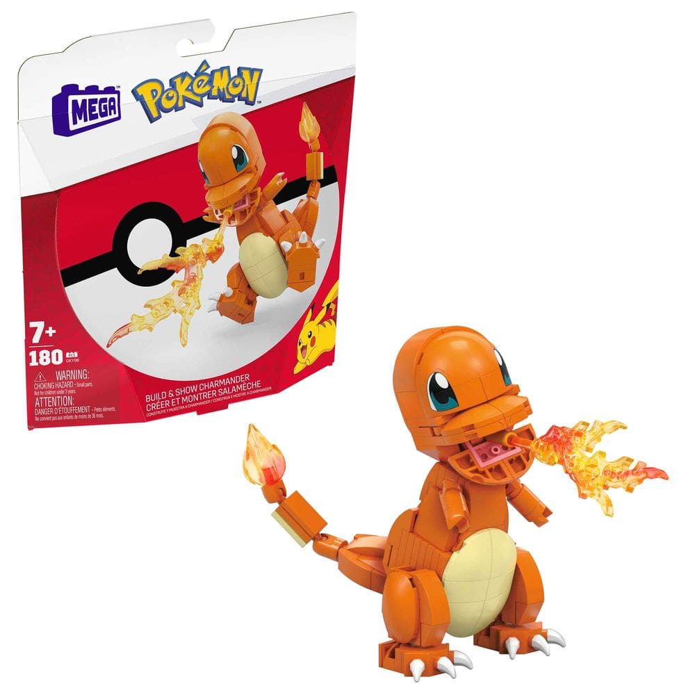 Conjunto de brinquedos de construção MEGA Pokémon Charmander de 4 polegadas com 180 peças