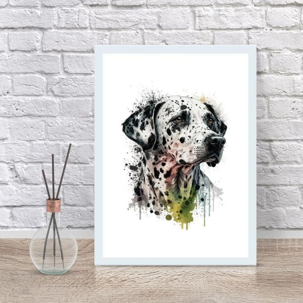 Quadro Decorativo Dálmata Aquarela 45X34Cm