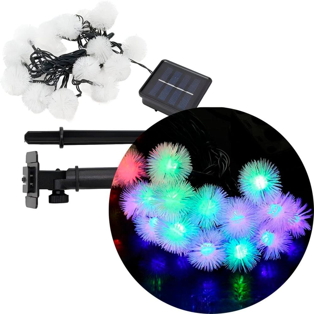 Cordão De Fada Solar Lâmpadas LEDs Luzes Colorido Natal 5M