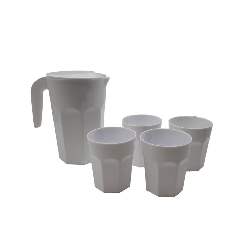 Kit Suco 1 Jarra De 1,5 Litros 4 Copos D 400 Ml Branco Opaco
