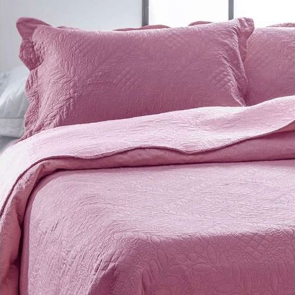 Kit Colcha Queen + Porta Travesseiro - Linha Bouti Ultrasonic - Rosa Chá - Jolitex