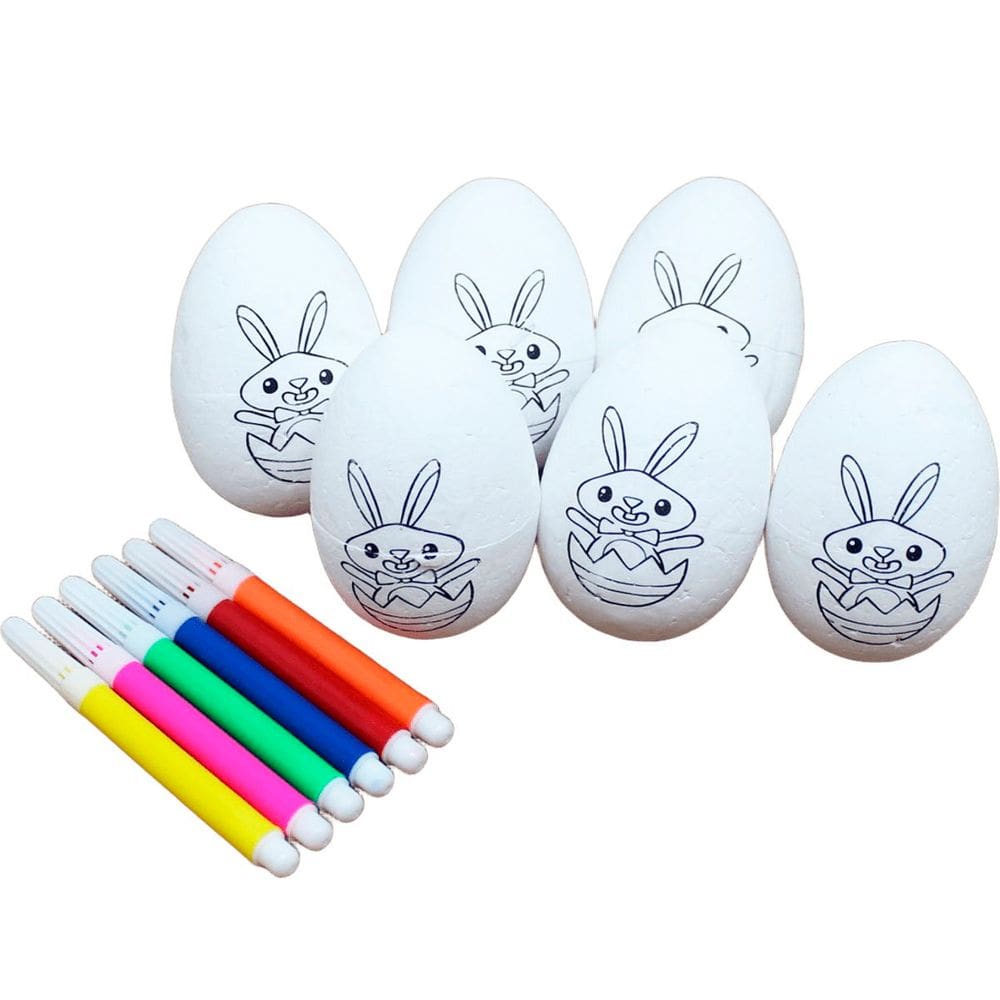 Kit 18 Ovos De Páscoa Infantil Para Colorir Canetas Coelhos